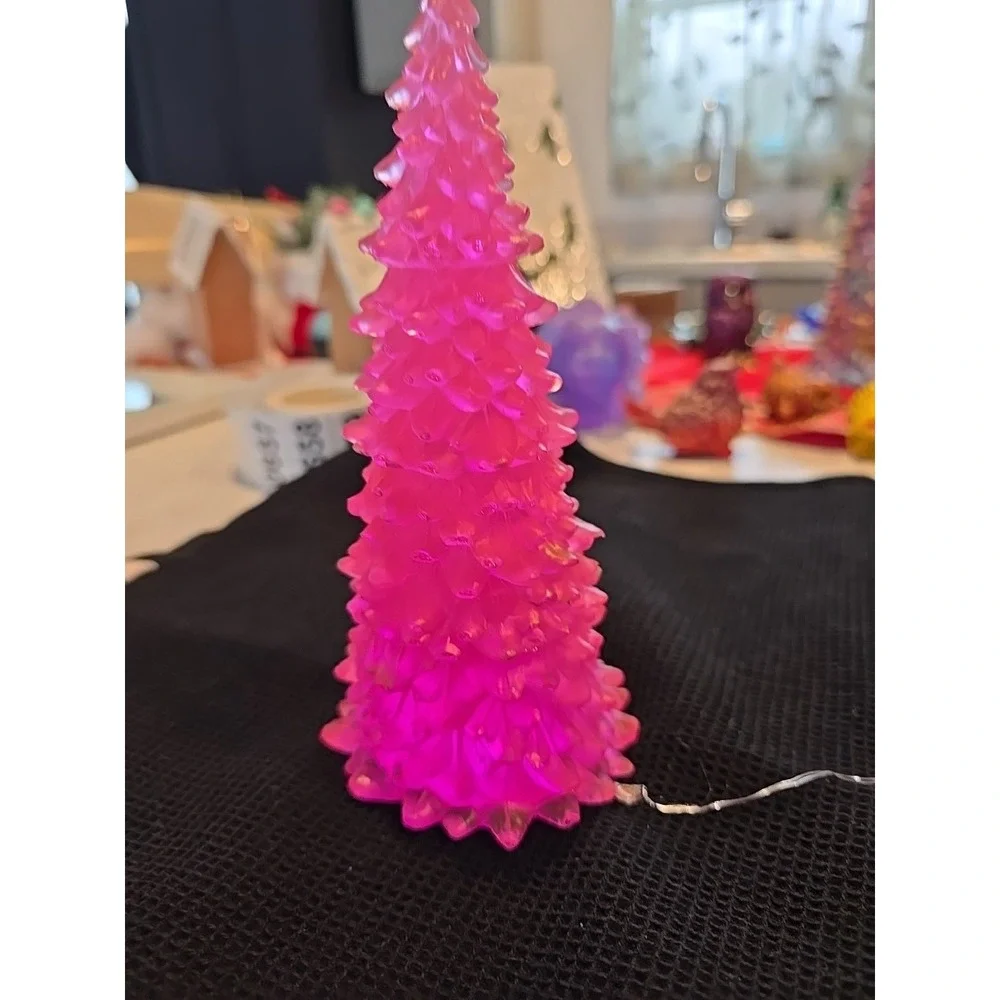 Handmade Resin‎ Pink Light Up Tree Decoration Gift  657